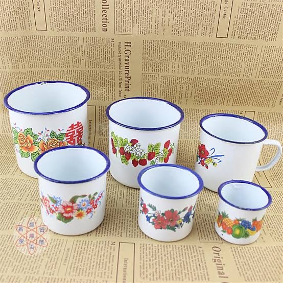 Taza de Peltre Blanca con diseño floral GZ_5589-91