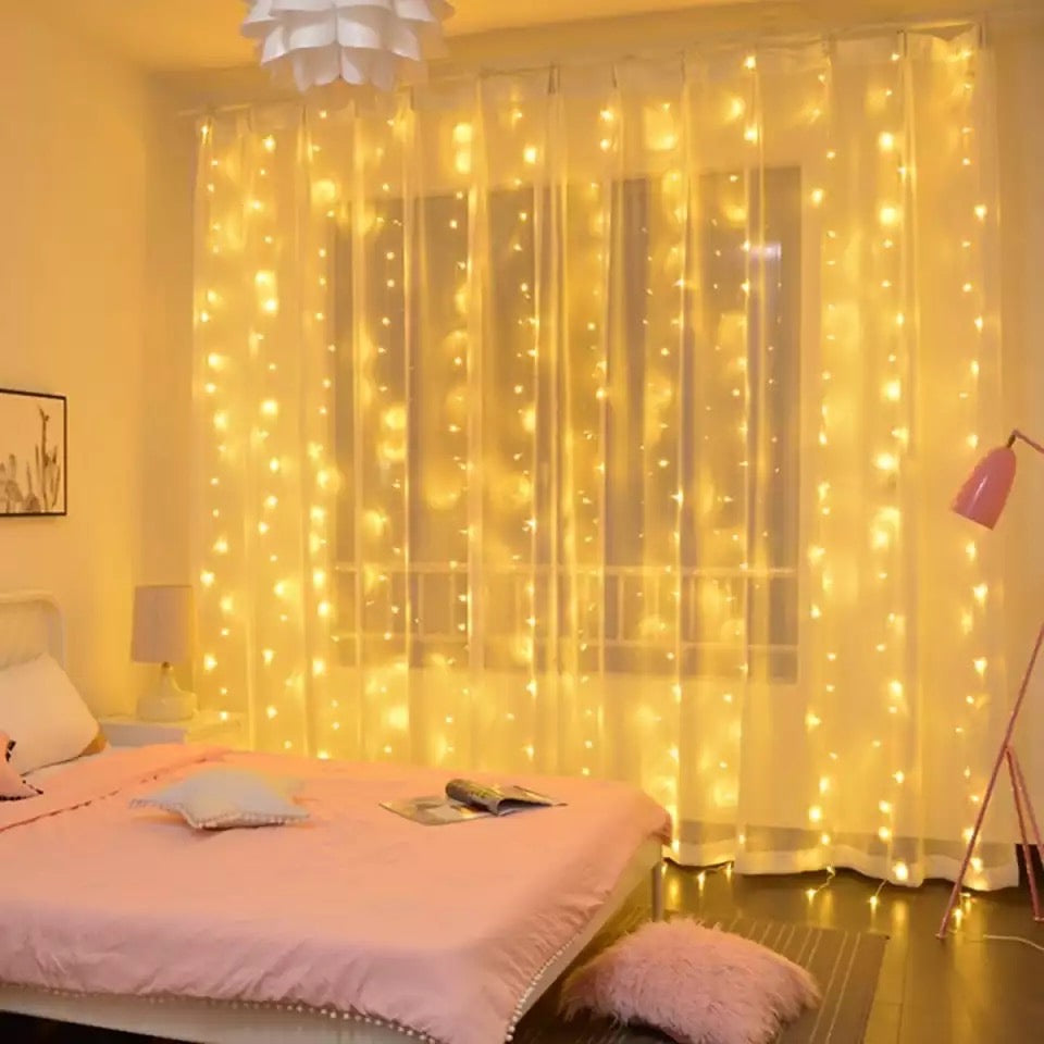 Serie de cortina luces leds mágica cálida