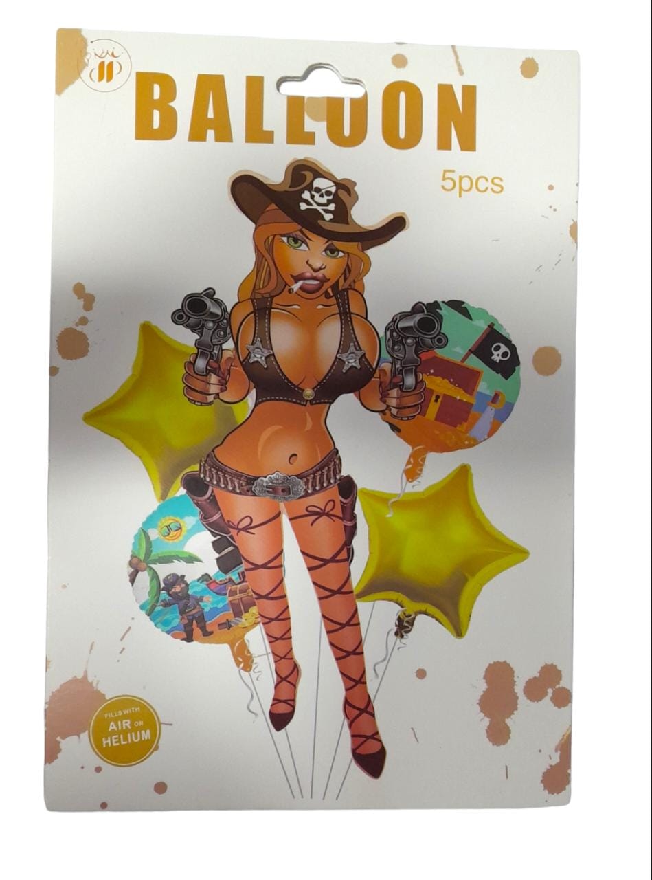 GLOBOS CHICA PIRATA 5PZAS GZ-5726