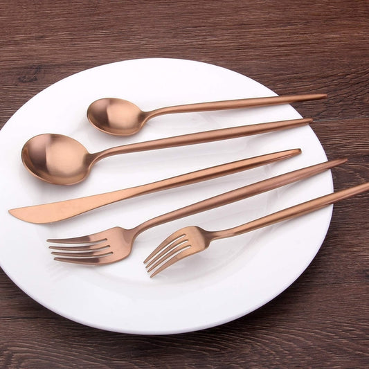 Cubiertos de lujo acero inoxidable color Oro Rosa