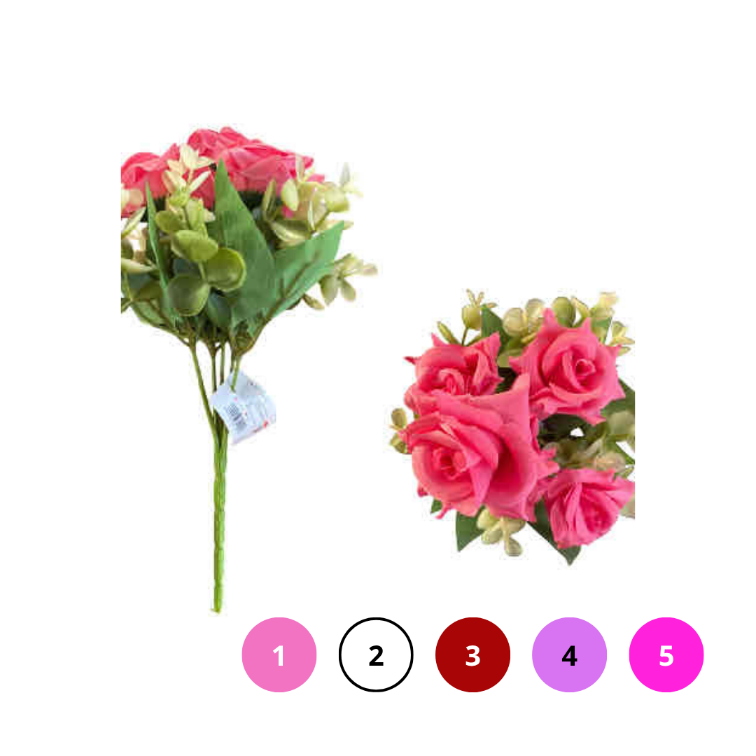 RAMO CON 5 ROSAS Y FOLLAJE GM267-11B-11