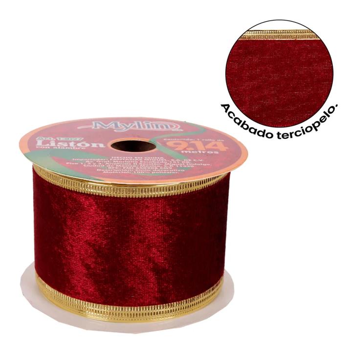 LISTON TERCIOPELO VINO 6.4CMx9.14MT 13027-B