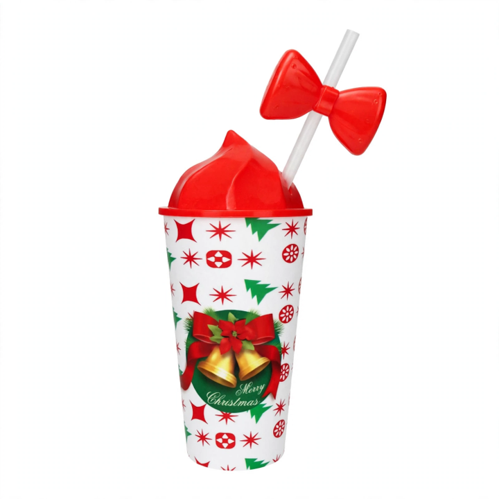 VASO NAVIDAD C/TAPA Y POPOTE GZ-8428