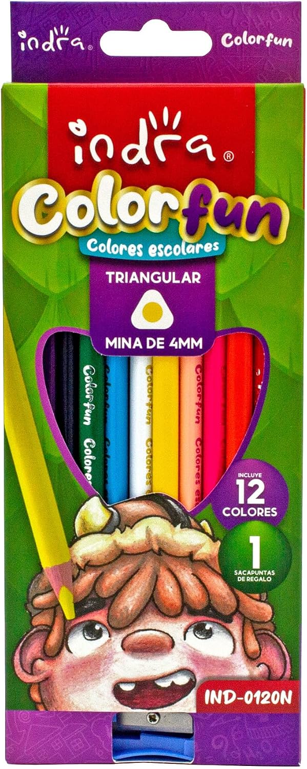 Lapices de color triangulares con zacapunta Indra