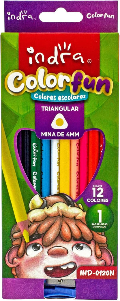 Lapices de color triangulares con zacapunta Indra