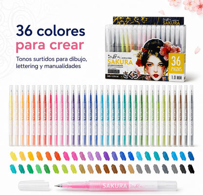 COLORES PLUMA ACRILICO 3D 36 PZAS IND-1270-36