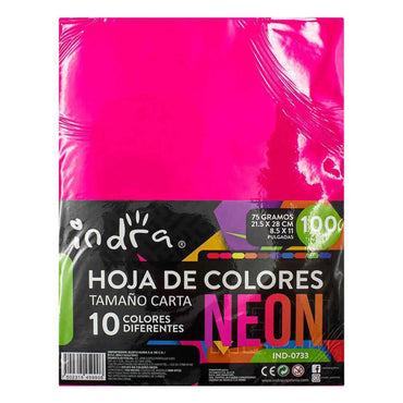 HOJA DE COLORES NEON T/C 100 HOJAS IND-0733