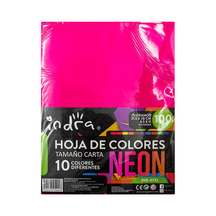 HOJA DE COLORES NEON T/C 100 HOJAS IND-0733