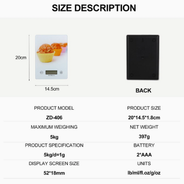 BASCULA DIGITAL P/COCINA 7KG GM631-2F-12