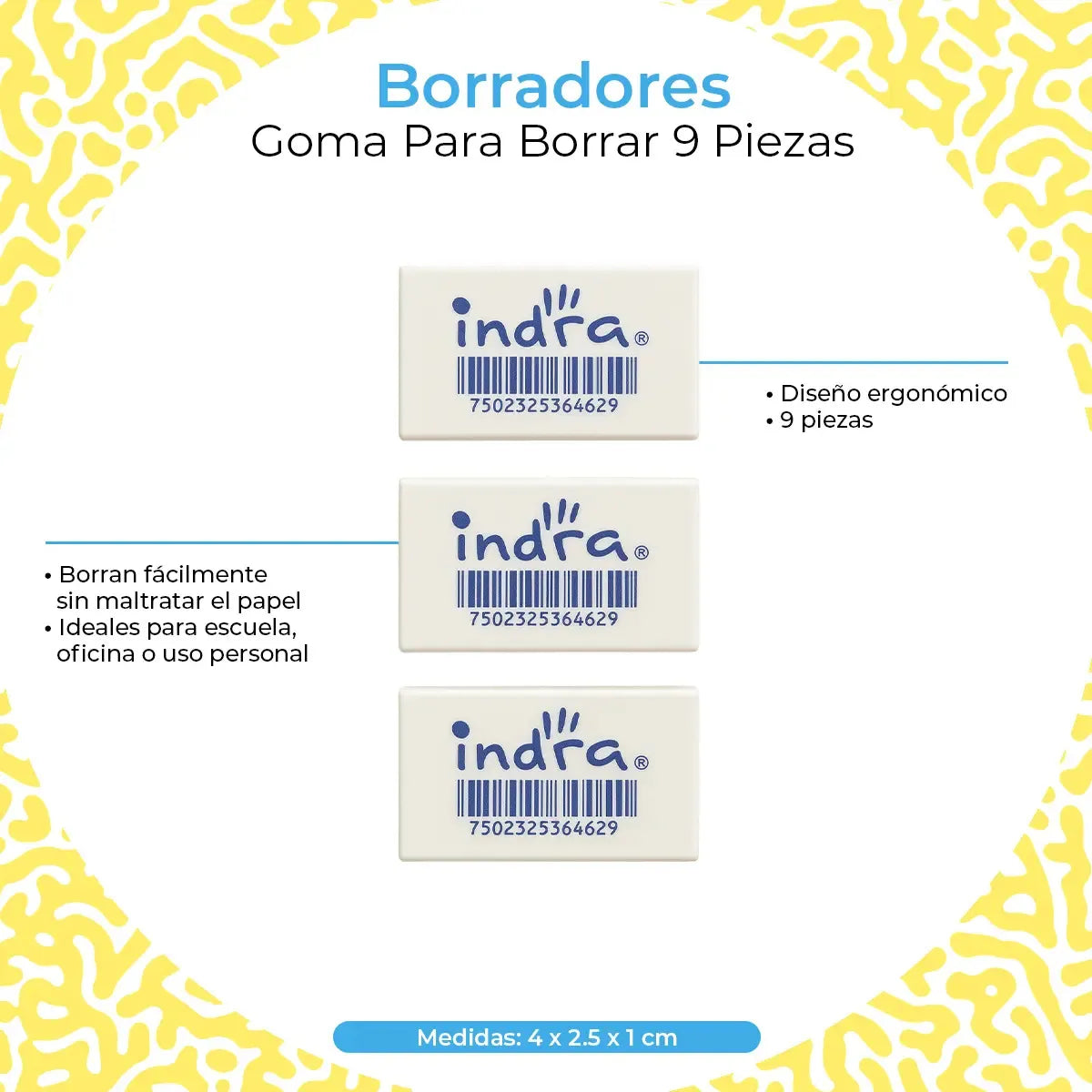 GOMA BLANCA 3 PZAS IND-1051