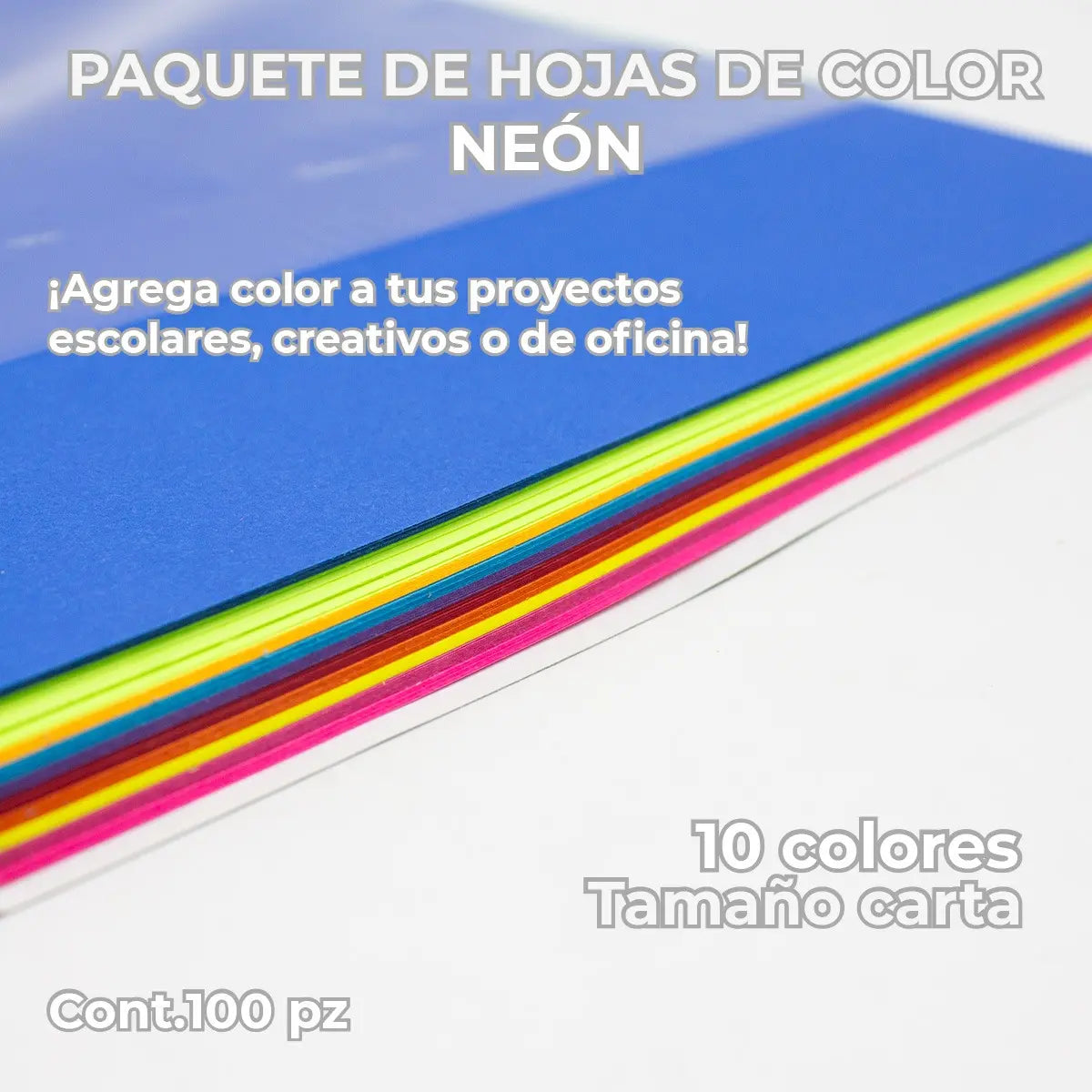 HOJA DE COLORES NEON T/C 100 HOJAS IND-0733