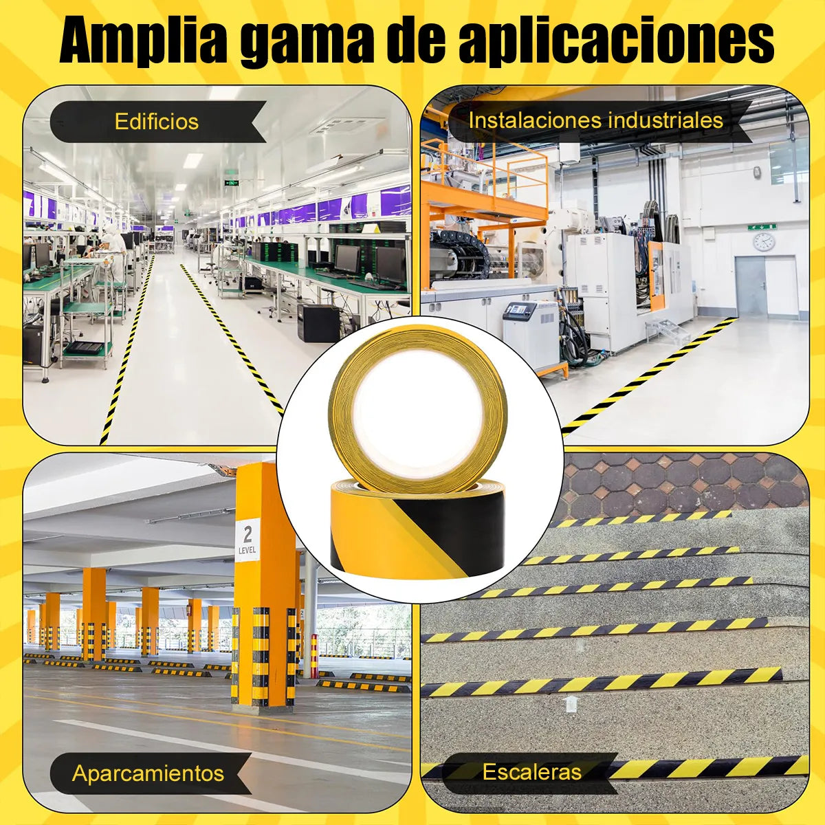 CINTA MARCAJE AREA NEGRO Y AMARILLO H1150