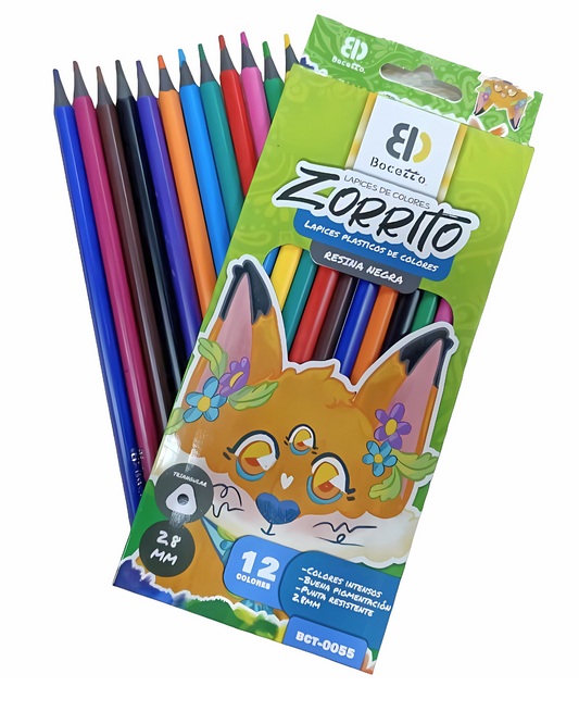 LAPICES DE COLORES PLASTICO 12 PZAS BCT-0055
