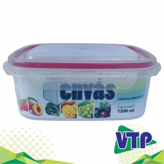 HERMETICO RECTANGULAR #2 1200ML VTP