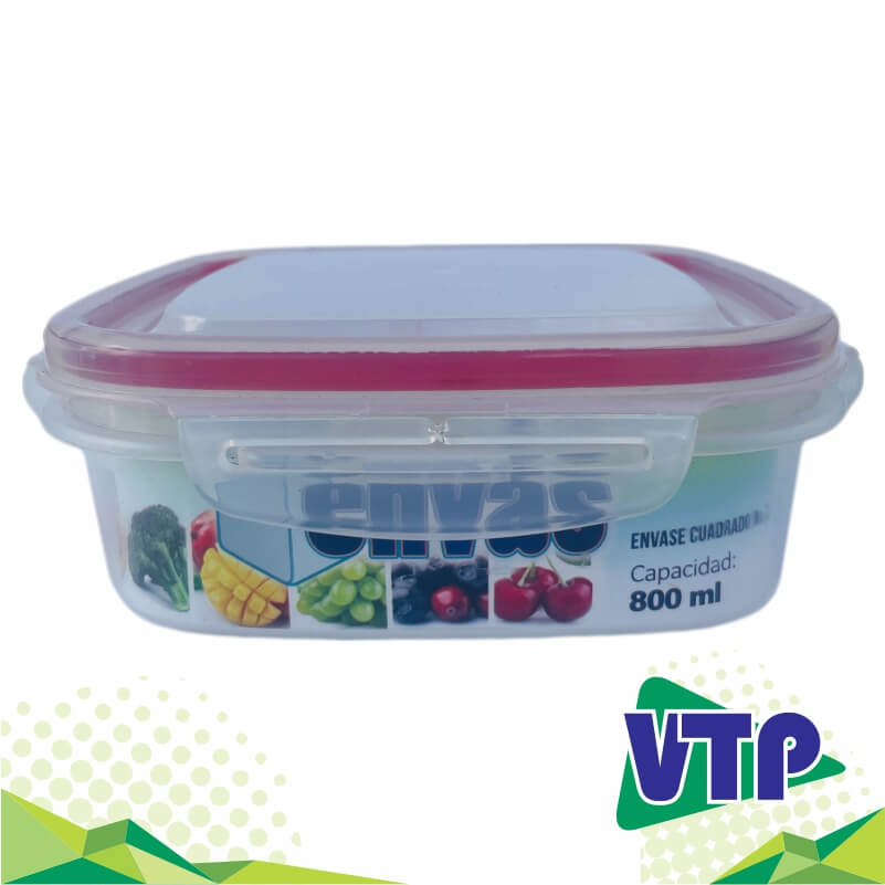 HERMETICO CUADRADO #2 800ML VTP