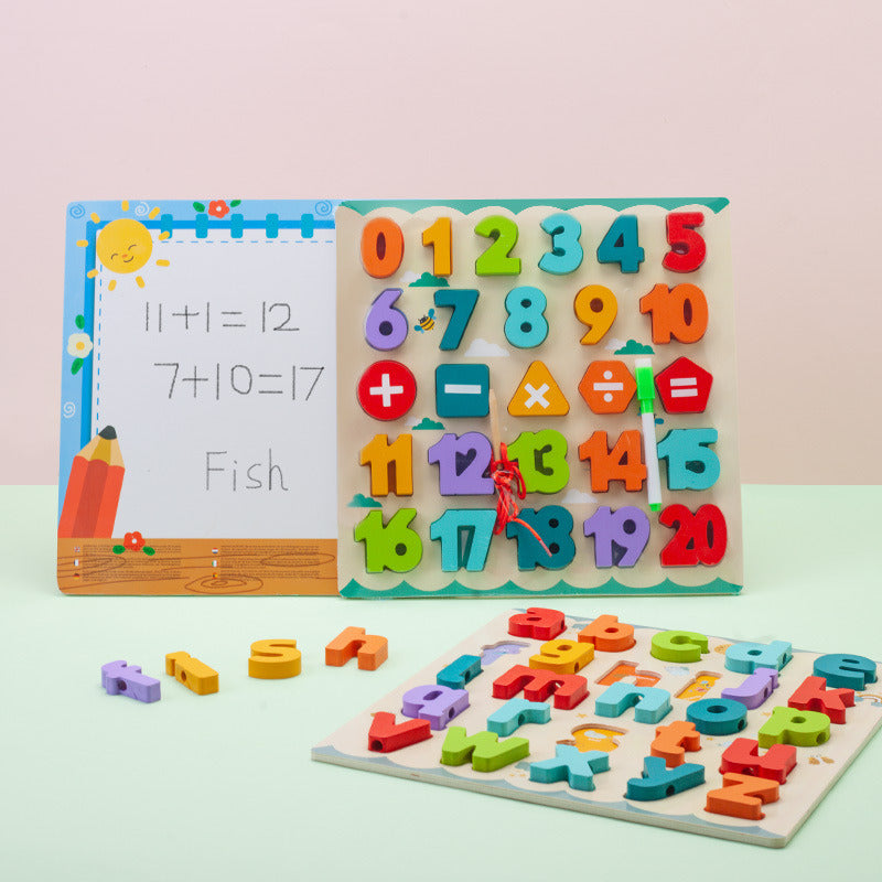 TABLERO DE LETRAS, NUMEROS, FORMAS GEOMETRICAS, FRUTAS Y OBJETOS