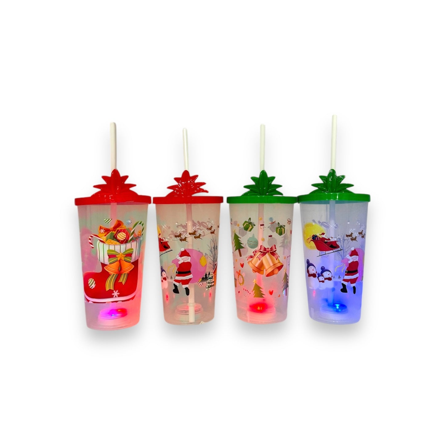 VASO NAVIDAD C/LUZ TAPA Y POPOTE GZ-8429