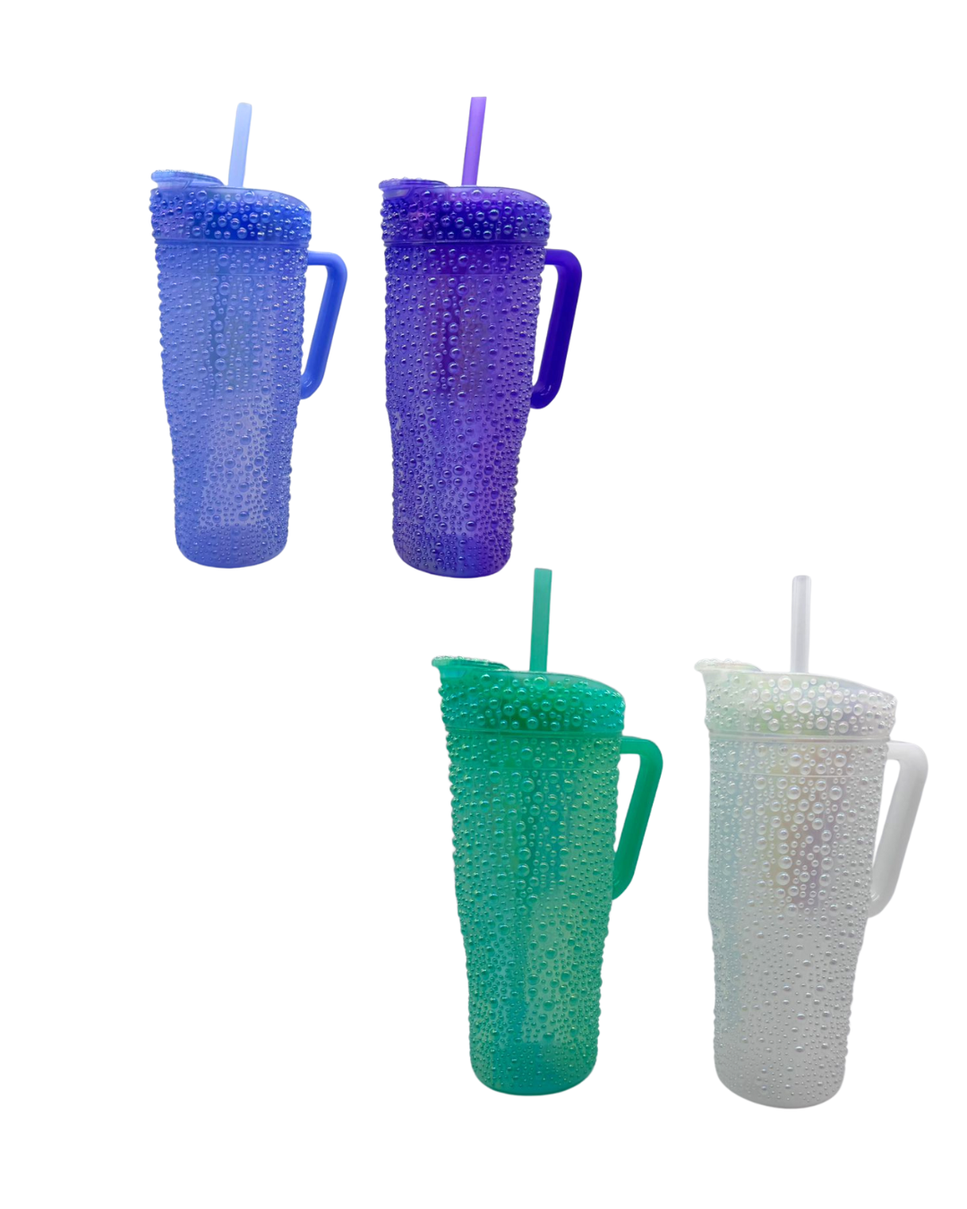 VASO PERLA TORNASOL CON ASA Y POPOTE GM674-3H-6