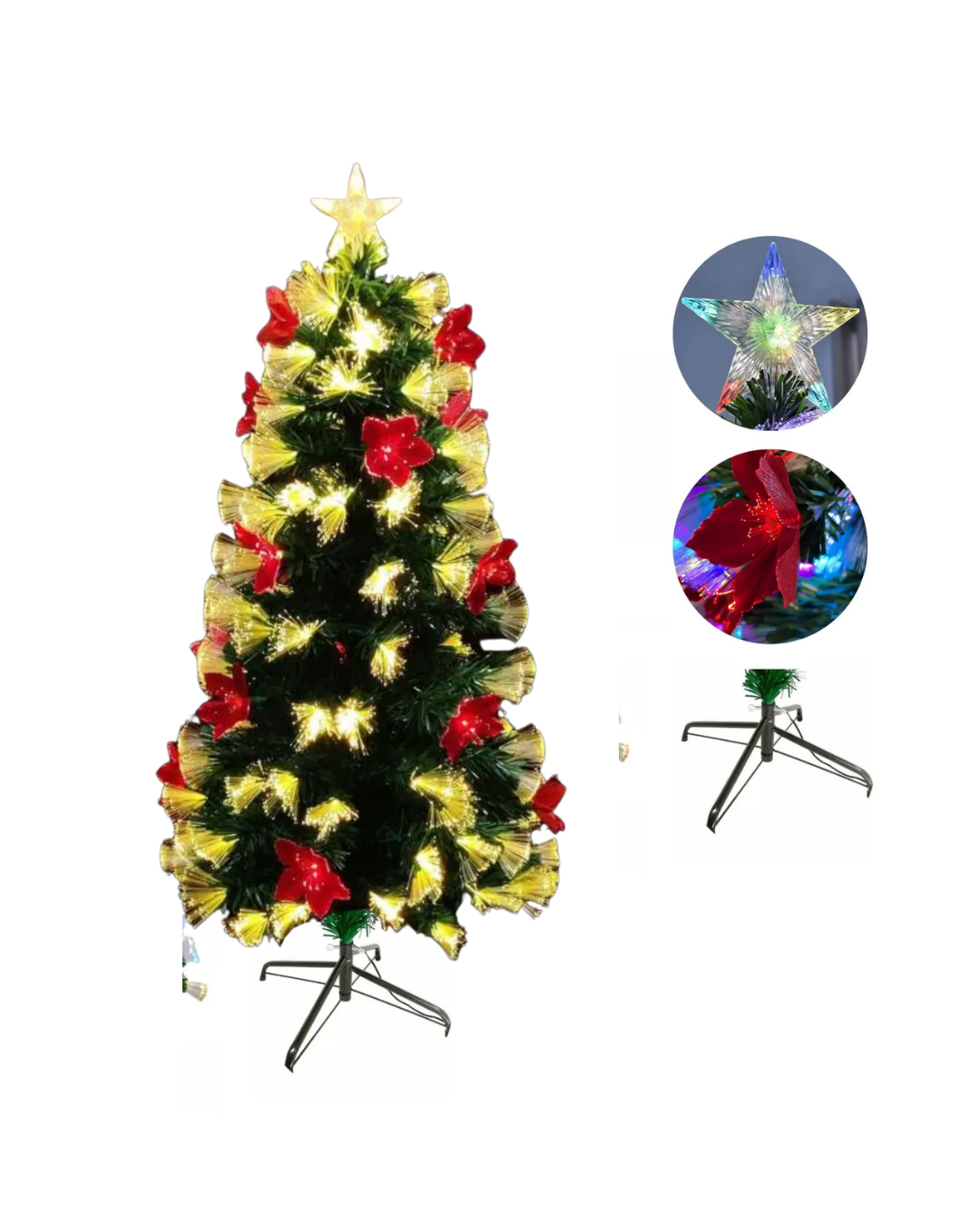 ARBOL DE NAVIDAD 180CM NOCHEBUENA C/LUZ FIBRA OPTICA GM611-8A-8
