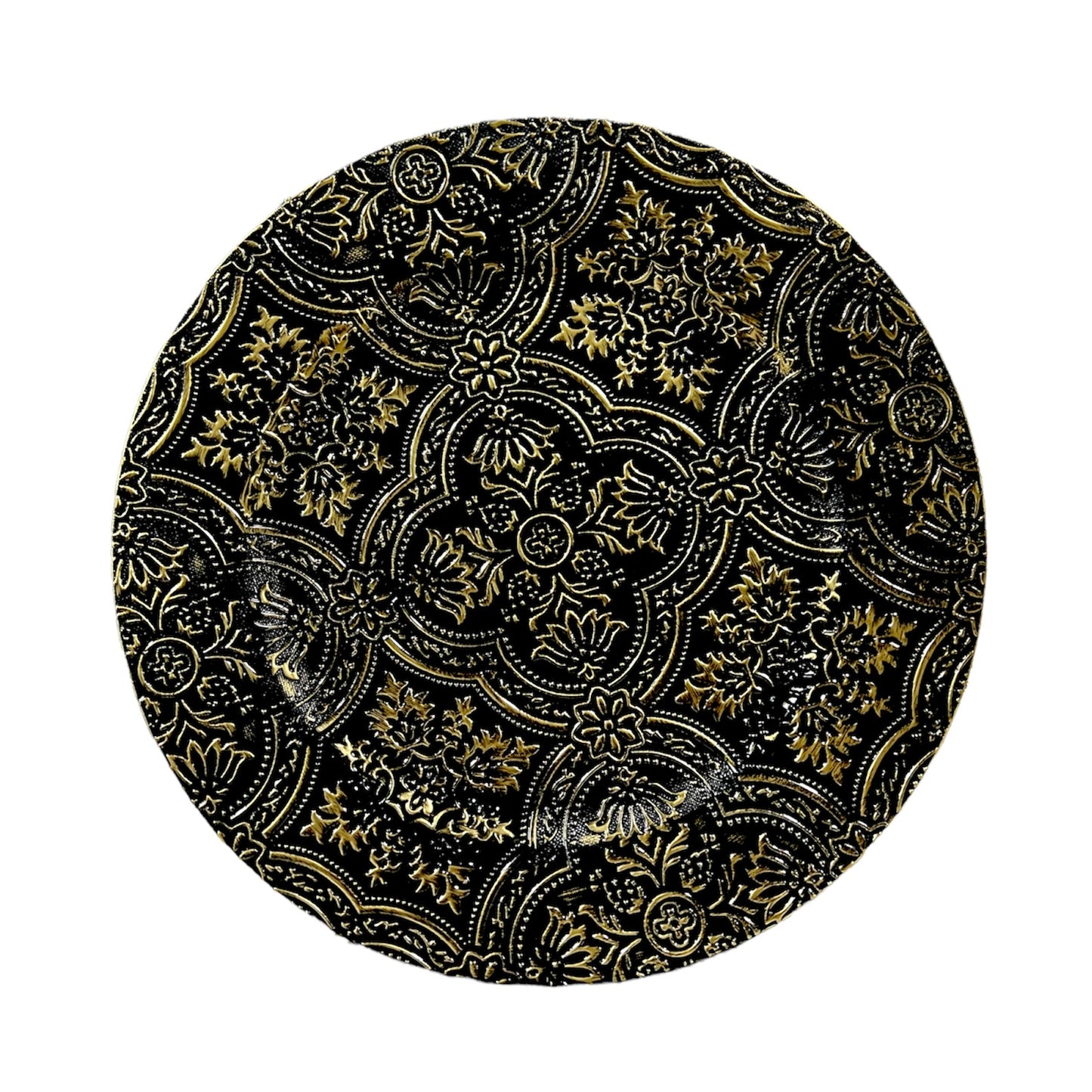 PLATO BASE NEGRO DORADO GZ-4492