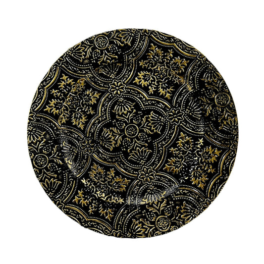 PLATO BASE NEGRO DORADO GZ-4492