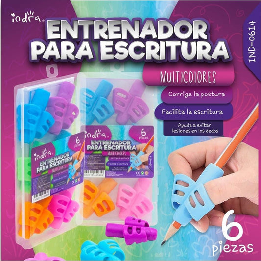 ENTRENADOR PARA ESCRITURA MULTICOLORES 6PZAS  IND-0614