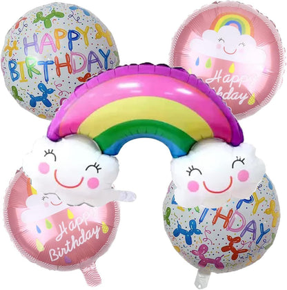 GLOBOS HAPPY BIRTHDAY ARCOIRIS 5 PZAS EB-504