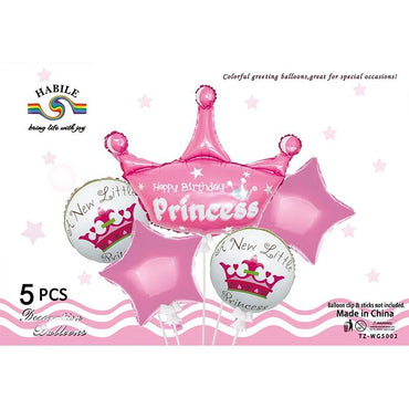 GLOBOS HAPPY BIRTHDAY PRINCESS 5 PZAS EB-501