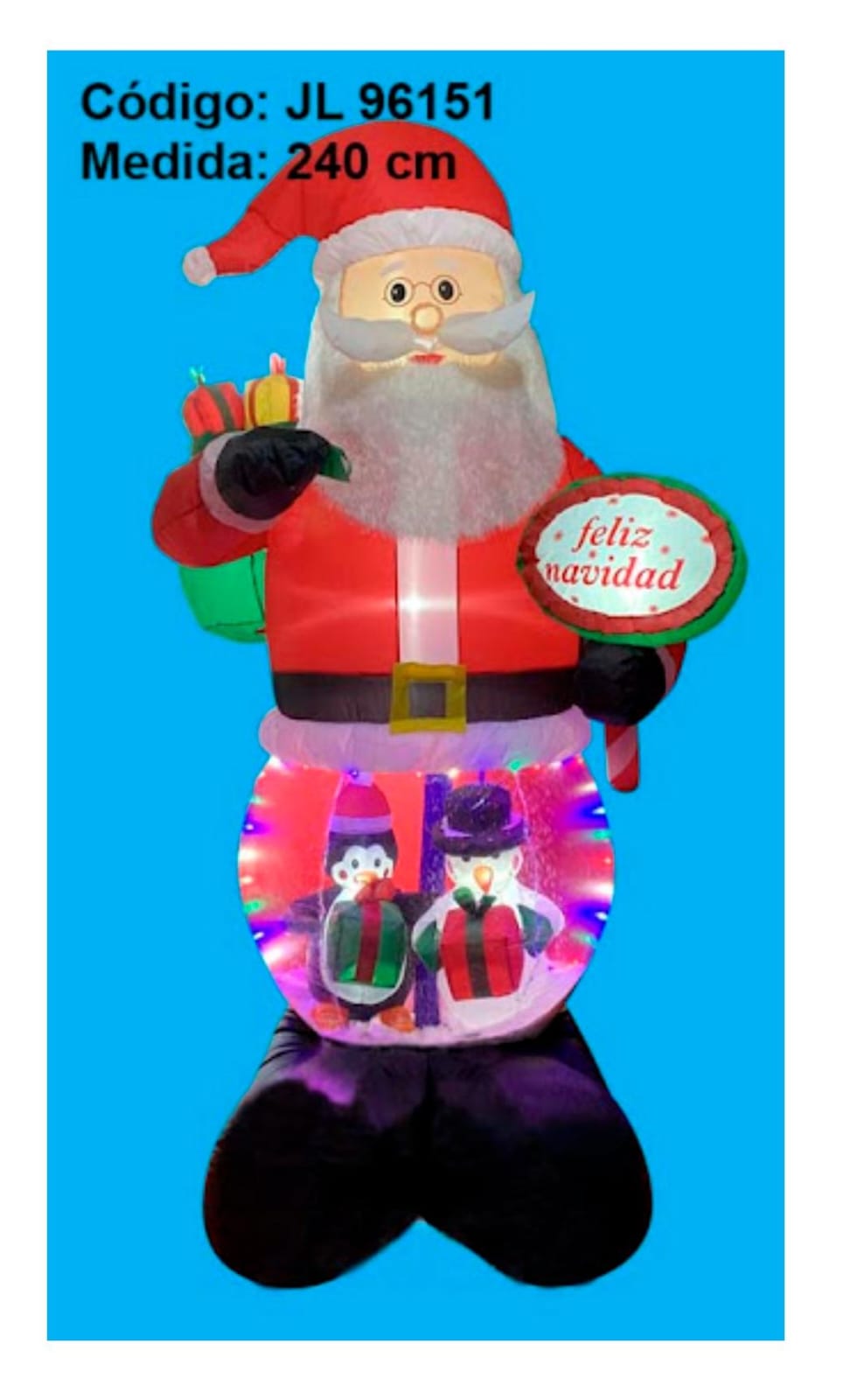 FIG DECO INFLABLE SANTA CLAUS C/ESFERA NIEVE 240CM JL96151