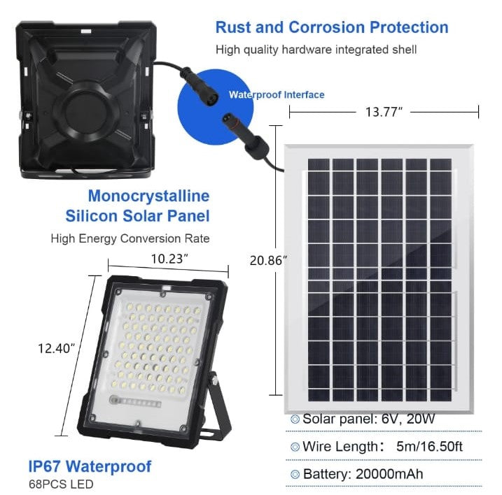 LAMPARA C/PANEL SOLAR INTEGRADO 100W GM367-10B-1