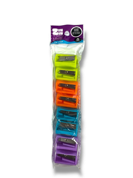 SACAPUNTAS DE COLORES 8 PZAS ZIN-0149