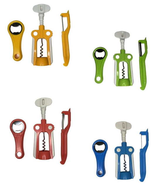 SET 3 PIEZAS SACACORCHO/PELAPAPA/DESTAPADOR GM127-20H-126