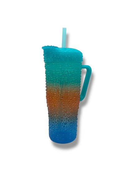 VASO PERLA BICOLOR CON ASA Y POPOTE GM674-3H-22