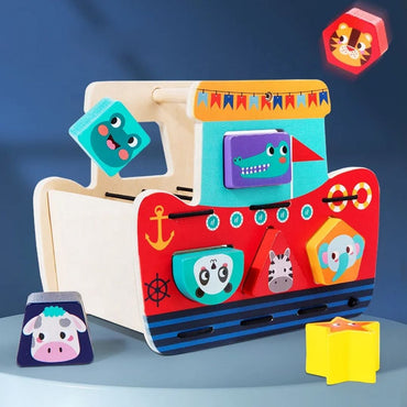 BARCO DE MADERA C/BLOQUES DE FIGURAS GEOMETRICAS GM1326-1E-24