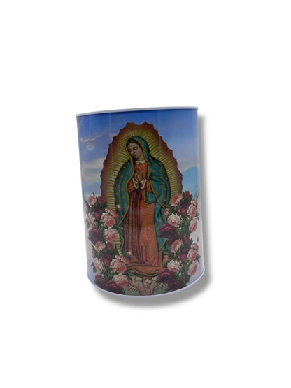 ALCANCIA LATA CON IMAGEN DE LA VIRGEN DE GUADALUPE