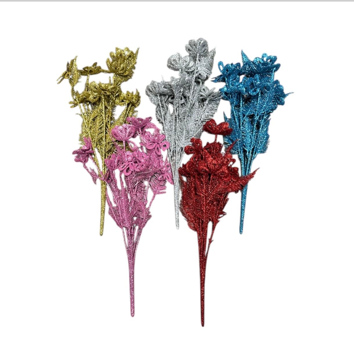 RAMO DE 9 FLORES C/GLITTER GM561-1H-1