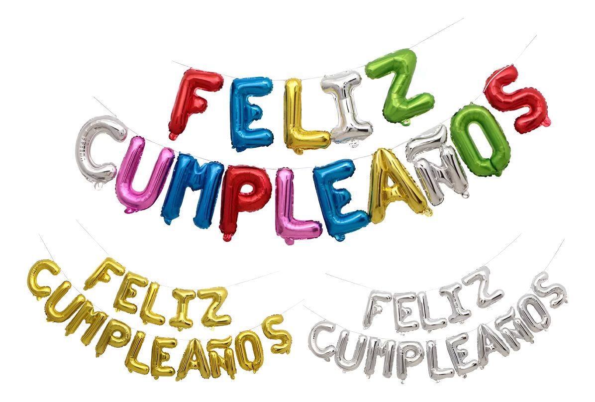LETRERO DE GLOBOS FELIZ CUMPLEAÑOS GLO
