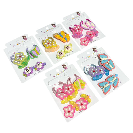 PASADORES Y COLETA P/CABELLO 4 PZAS GM110-3B-12 FLORES