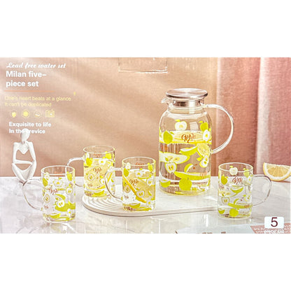 SET JARRA Y 4 VASOS DE CRISTAL GM1296-2A-66