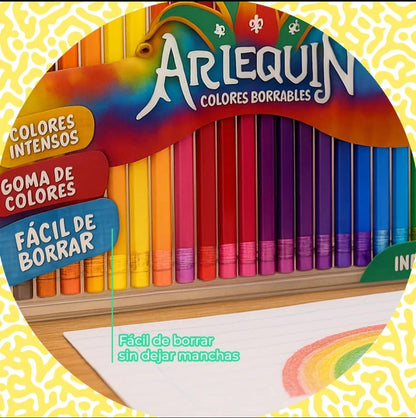 LAPIZ COLORES BORRABLES ARLEQUIN 24 PZAS IND-1046