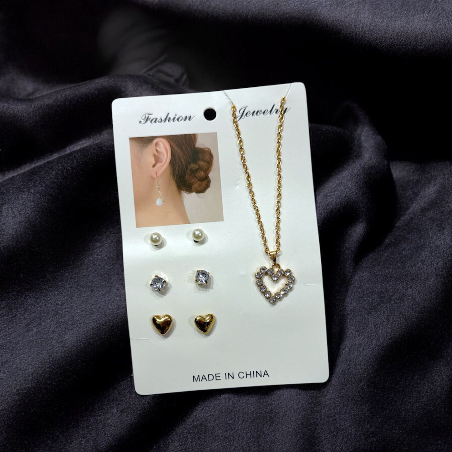 JUEGO DE COLLAR Y 3 PARES DE ARETE GM789-3B-2