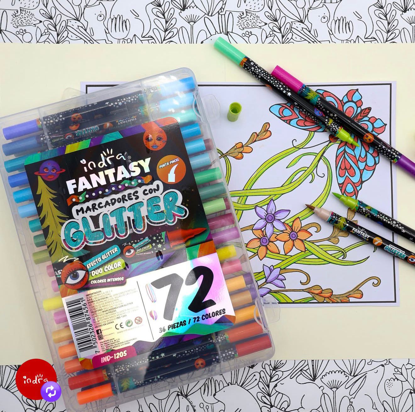 INDRA FANTASY MARCADORES DUO C/GLITTER