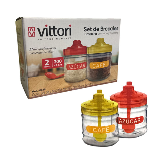 SET DE 2 BROCALES CAFETEROS C/T Y CUCHARA MOD 0639