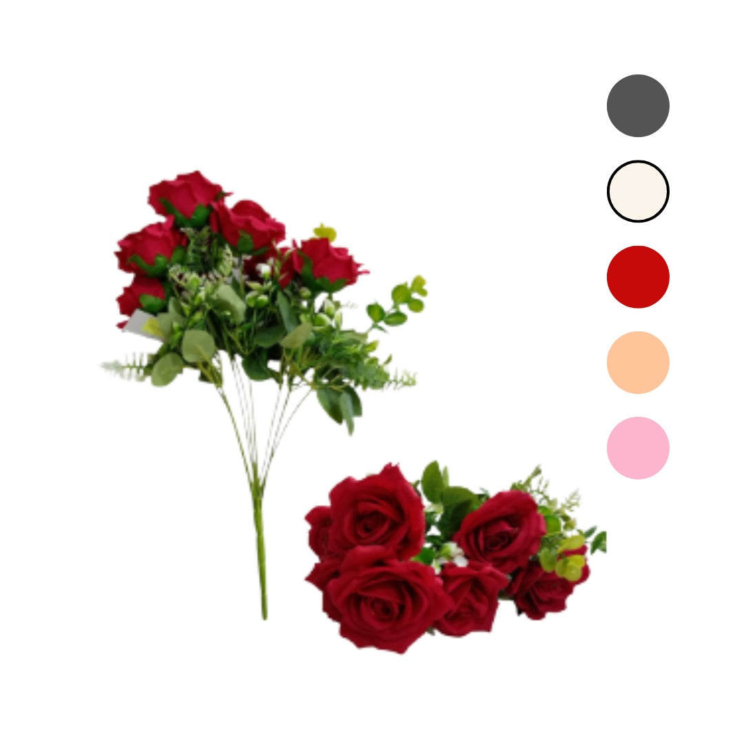 RAMO DE 7 ROSAS CON FOLLAJE 45CM GM563-1H-7