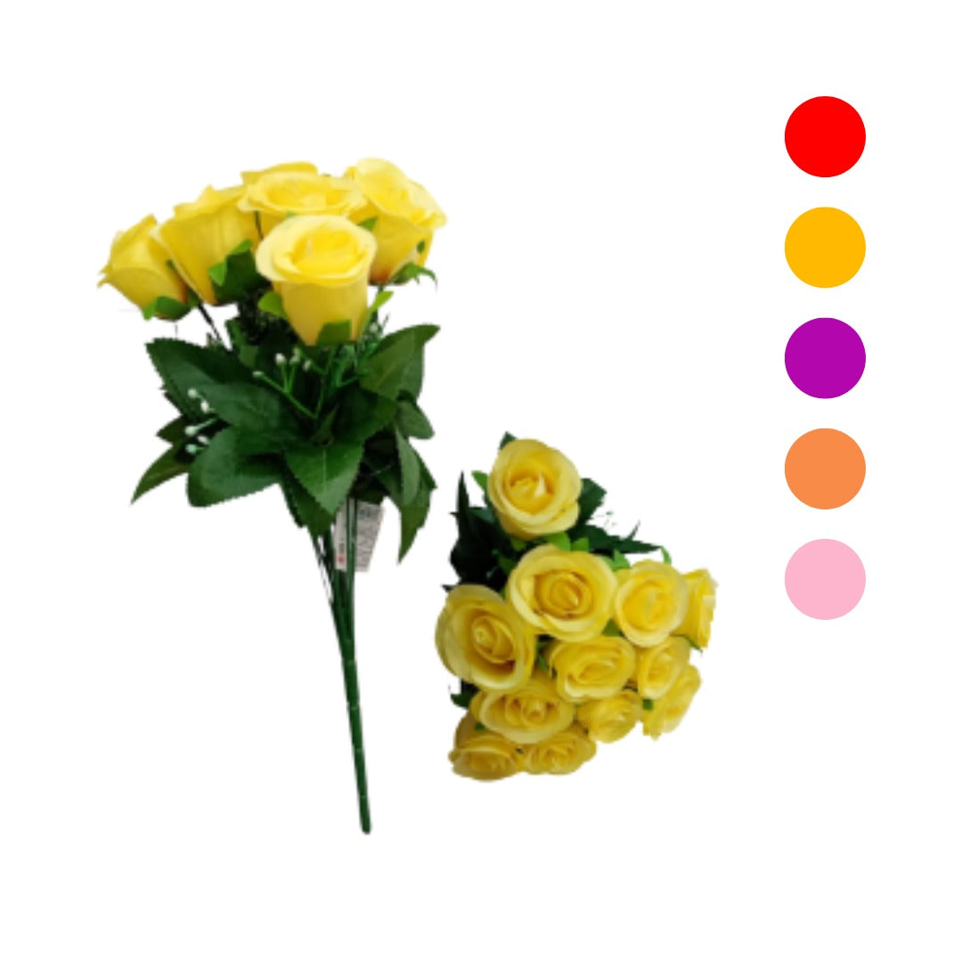 RAMO DE 12 ROSAS CON FOLLAJE 37CM GM1348-5A-15