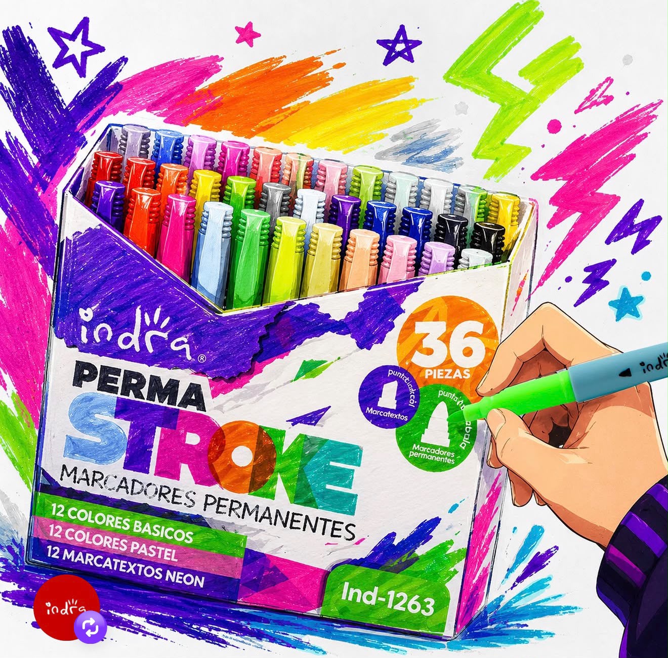 MARCADORES PERMANENTES 36 PZAS IND-1263