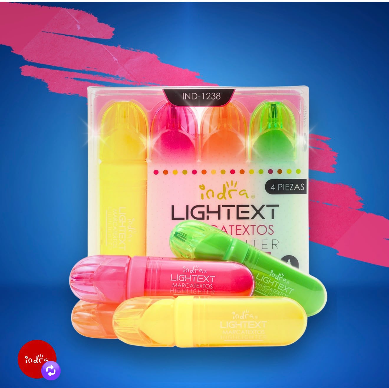MARCATEXTOS FLUORESCENTES 4PZAS IND-1238