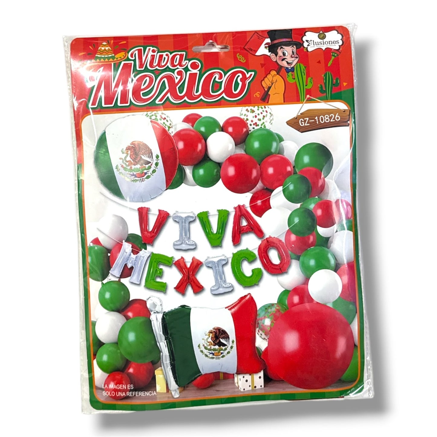 DECORACION CON GLOBOS 55 PZAS VIVA MEXICO GZ-10826 FIESTAS PATRIAS