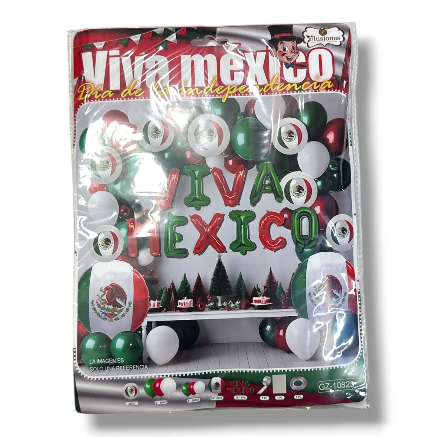 DECORACION CON GLOBOS 61 PZAS VIVA MEXICO GZ-10823 FIESTAS PATRIAS