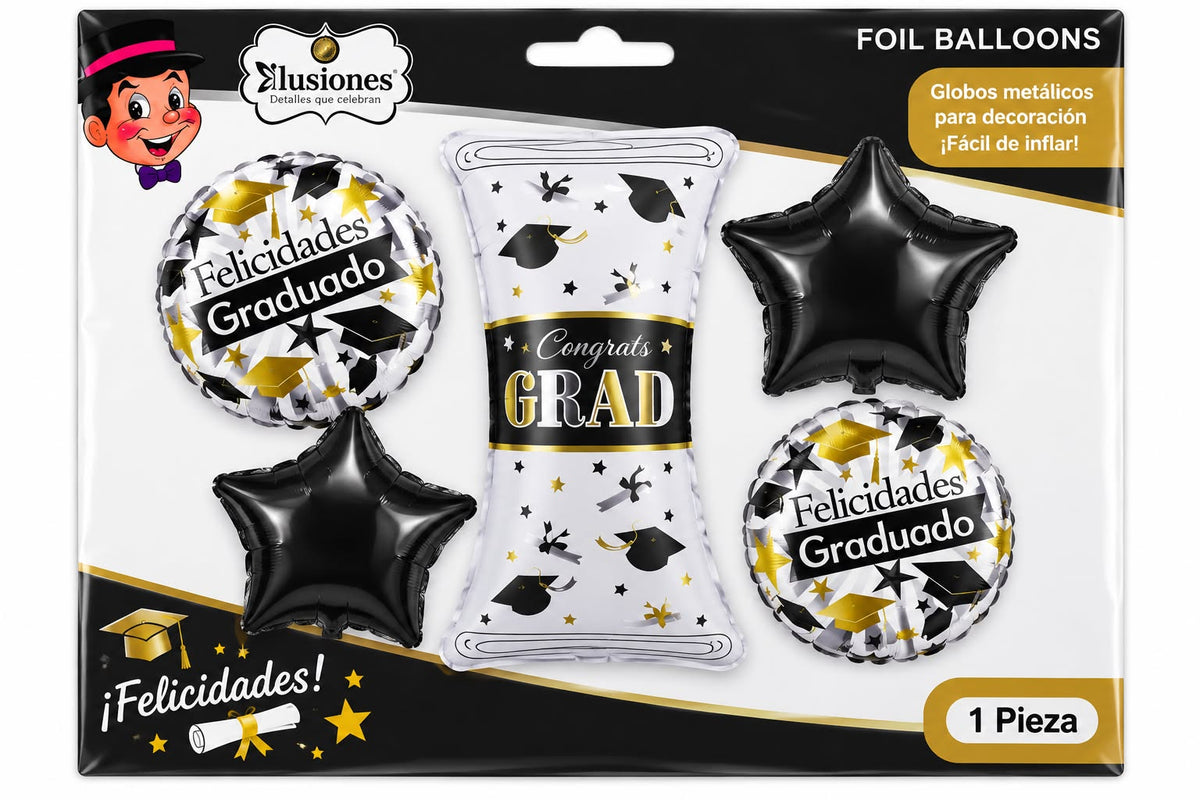 GLOBO FELICIDADES GRADUADO 5 PZAS GZ-10408